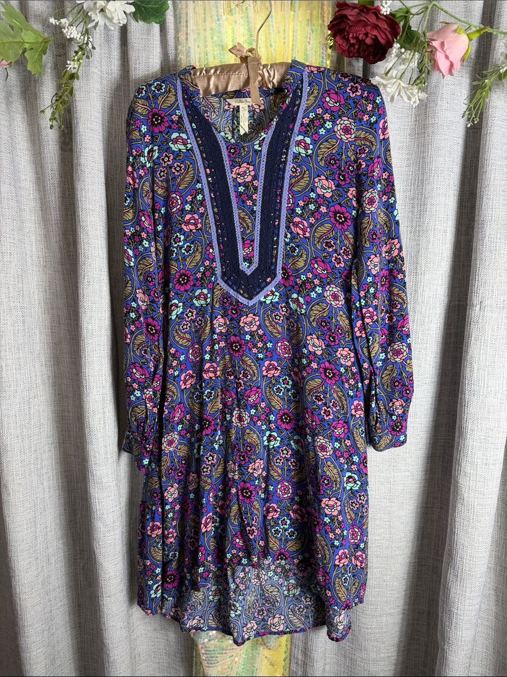 Matilda Jane Long Sleeve Paisley Floral Tunic Dress - Purple, Pink, Blue